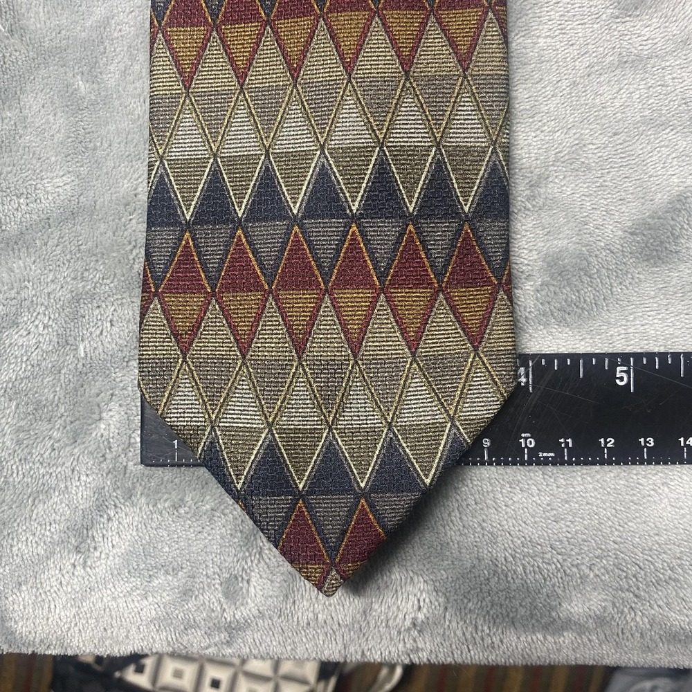 Zinc Tie Mens One‎ Size Multicolor Geometric Silk Wide Handmade Jacquard Necktie - Picture 7 of 9